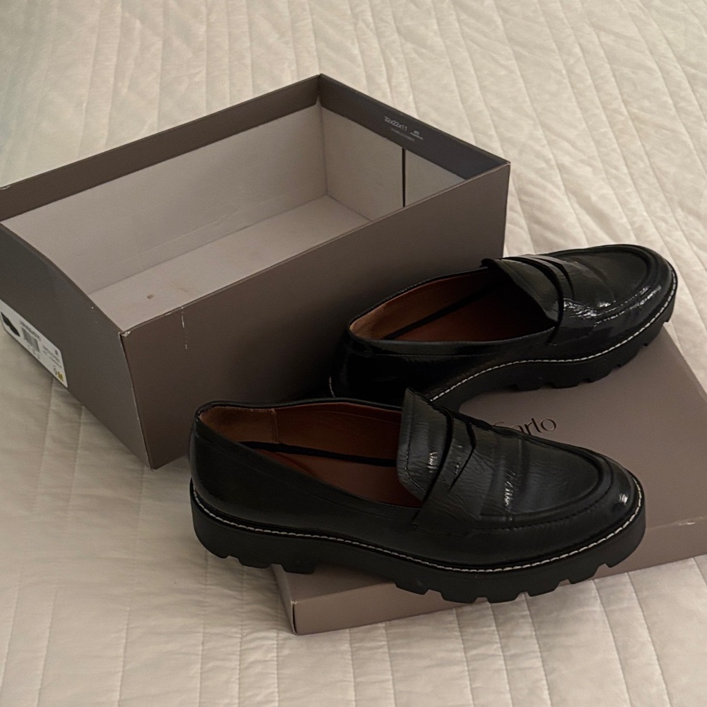 Franco Sarto Glossy Black Loafers